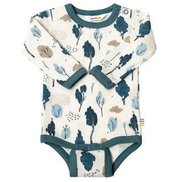 Joha - Body i uld & bambus - print med blade-blå